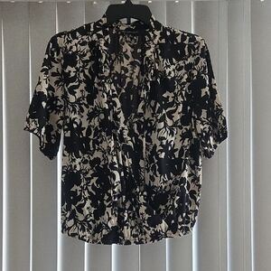 INC International Concepts Black and White Floral Blouse